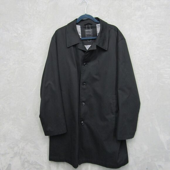Kurt Muller Mens Overcoat Black Jacket Size XL Fully Lined Collared